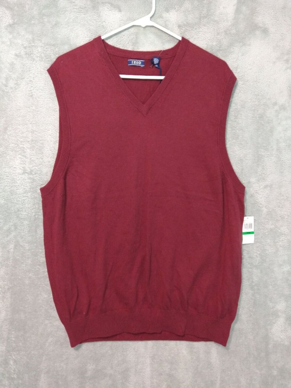Izod Sweater Mens Large Red Vest Wool Blend Pullover V Neck Fieldhouse